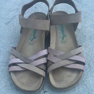 Women's Bio Natura Strappy Sandals in Taupe and Pink
